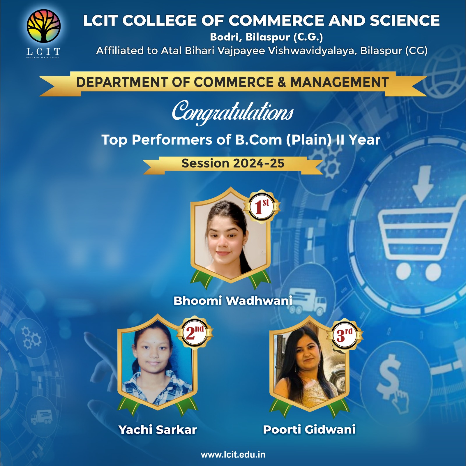 Top performances of B. Com. Plain II Sem