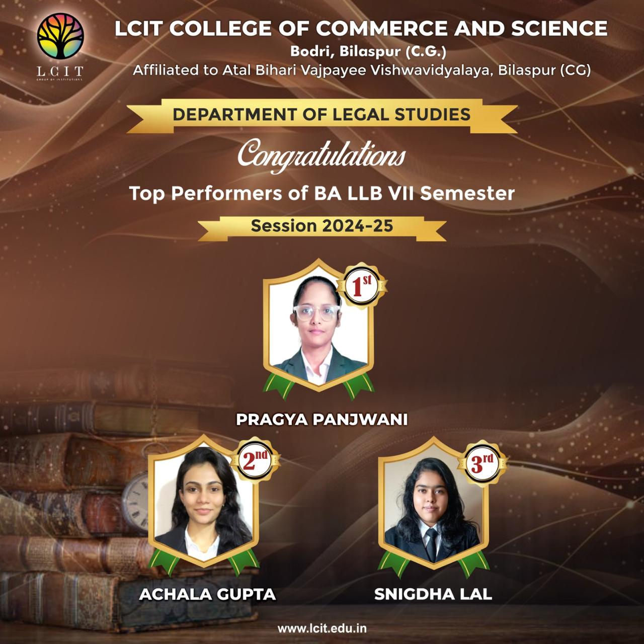 Top performances of BA LLB VII  Semester
