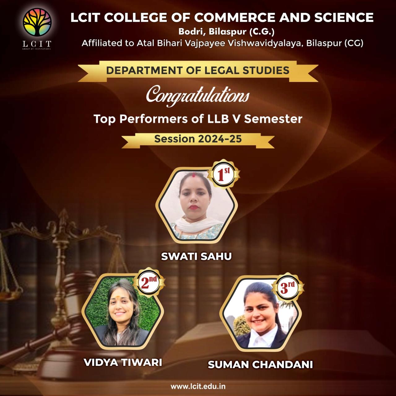 Top performances of LLB V Sem