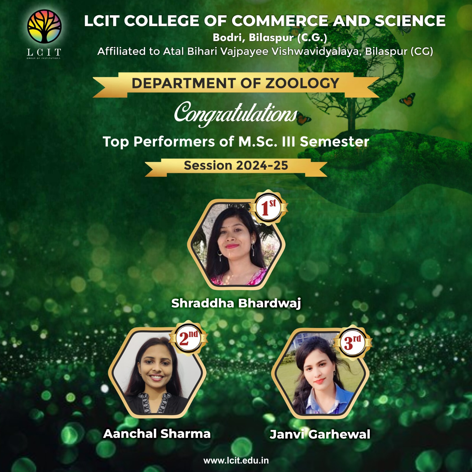 Top Performers of M.sc. III Semester